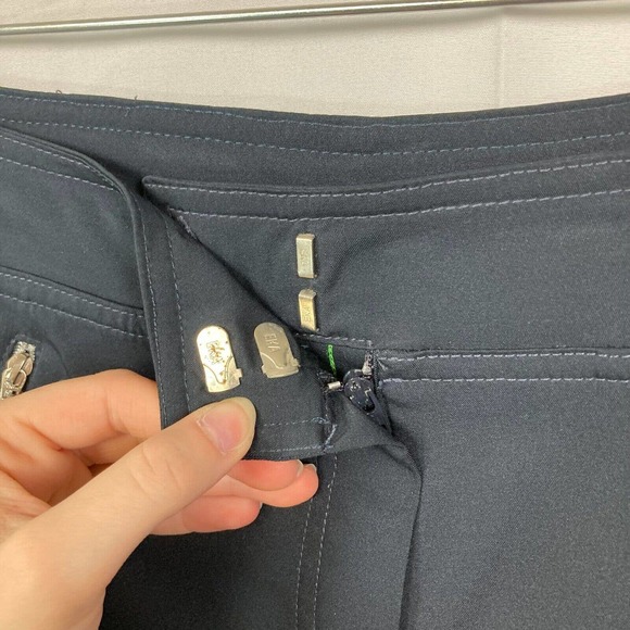 Tail Tech Golf Capris Womens Sz 8 Navy Blue Stretch‎ Cinch Pants Zip Pockets - Picture 5 of 9